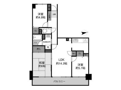 グラン・コート東松戸(3LDK/3階)の間取り写真