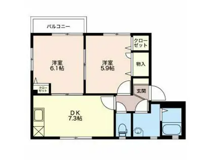 セントエルモス M(2DK/1階)の間取り写真