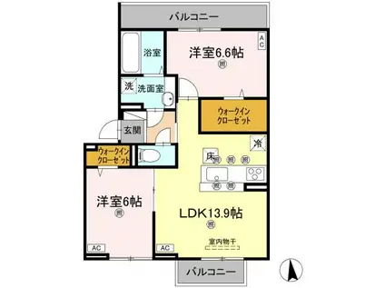 コルコバード(2LDK/1階)の間取り写真