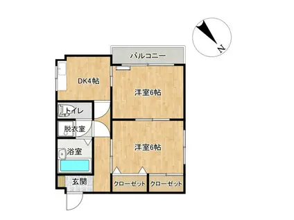 ピースガーデンさかえまち(2DK/4階)の間取り写真