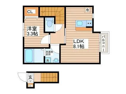 LINK STAGE富沢駅前III(1LDK/2階)の間取り写真