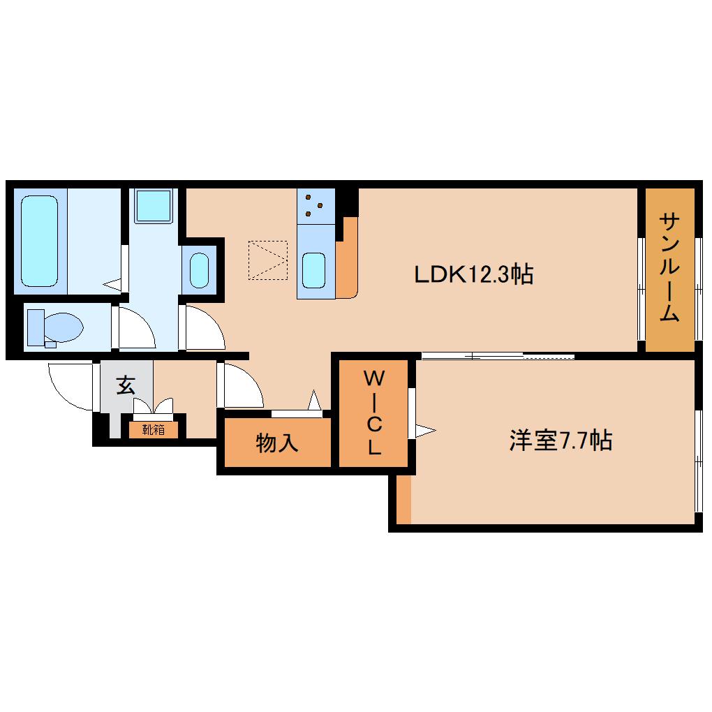 シルエーラ セットB(1LDK/1階)の間取り写真