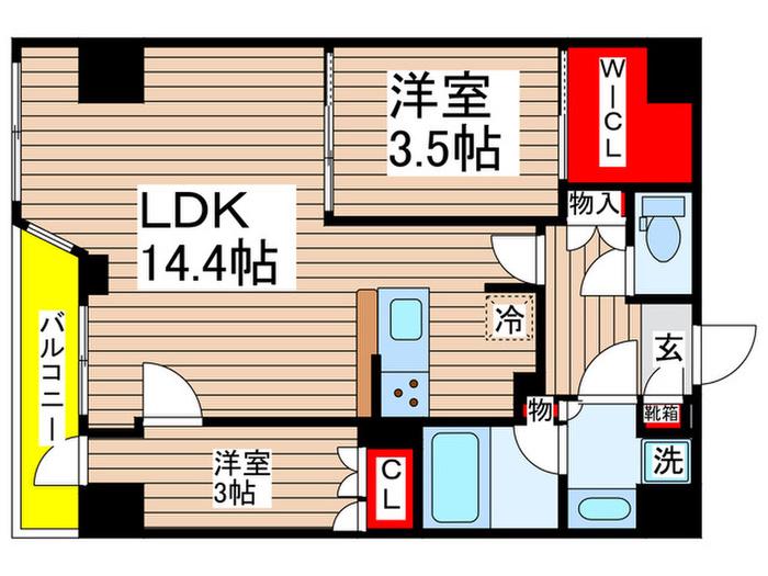コンフォリア・リヴ平井MUTIO(2LDK/6階)の間取り写真