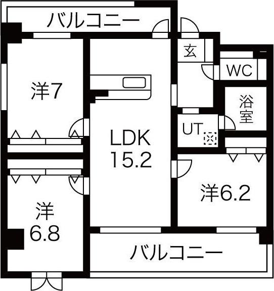 ハッピーコート飾磨(3LDK/4階)の間取り写真