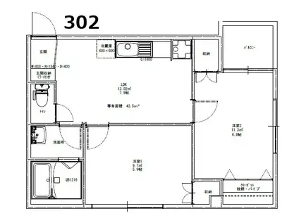 TCRE新大塚(2LDK/3階)の間取り写真