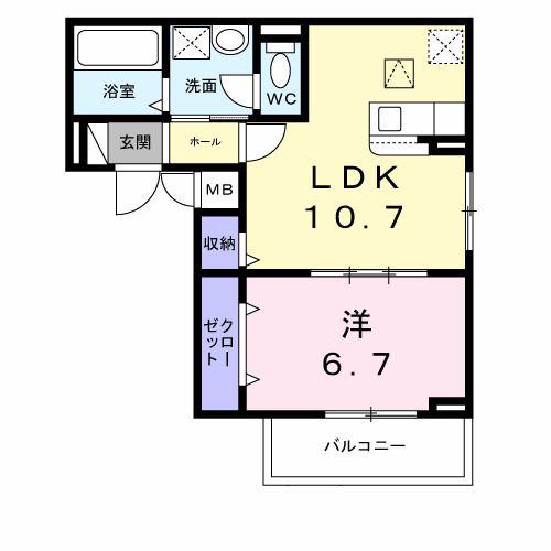 ラ・ヴィータ 南門真III(1LDK/1階)の間取り写真