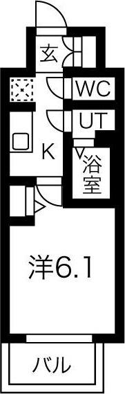 メイクス熱田神宮(1K/11階)の間取り写真