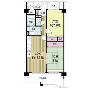 KDXレジデンス夙川ヒルズ 1番館(2LDK/3階)の間取り写真