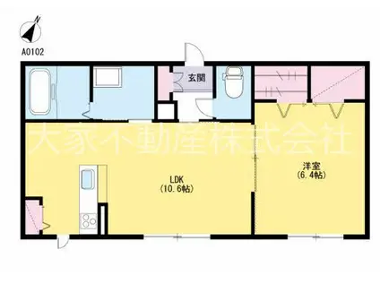 シャーメゾン愛野(1LDK/2階)の間取り写真