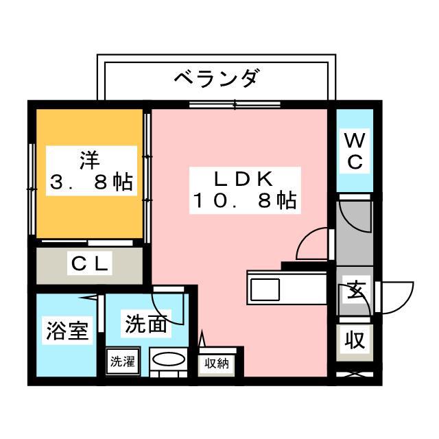 アンプルールK(1LDK/3階)の間取り写真