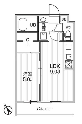 ALIVIS本八幡(1LDK/5階)の間取り写真