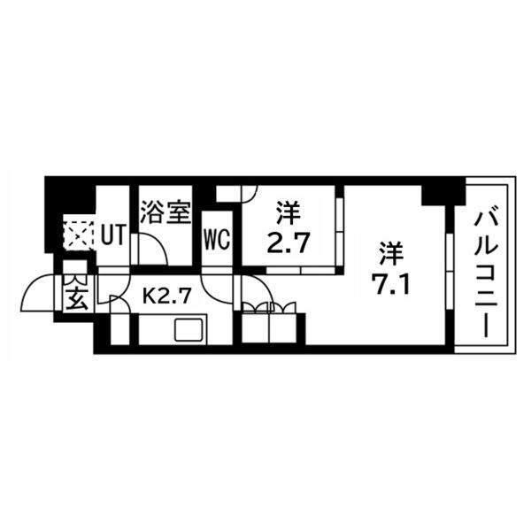 ウエリスアーバン守口(2K/3階)の間取り写真