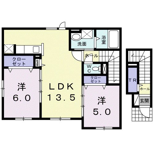 ジャスティ(2LDK/2階)の間取り写真