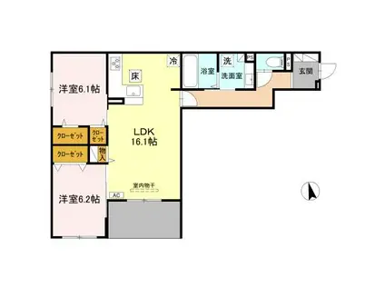 FIELD COURT(2LDK/1階)の間取り写真