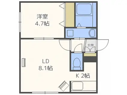 プレナスⅠ(1LDK/4階)の間取り写真
