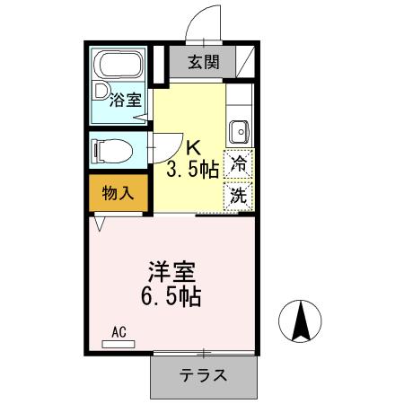 STEP凪川(1K/1階)の間取り写真