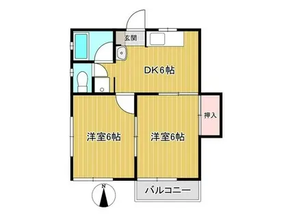 司ハイツ(2DK/2階)の間取り写真