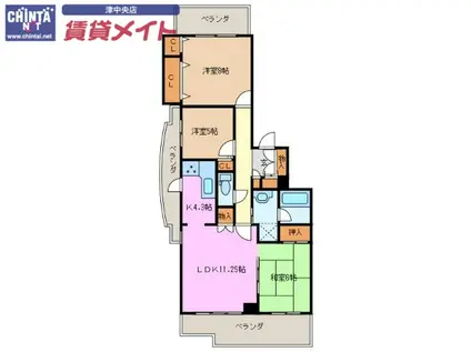 サンマンションアーツ山の手8番館(3LDK/8階)の間取り写真