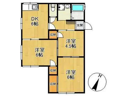 ホワイトハイツ金子(3DK/1階)の間取り写真