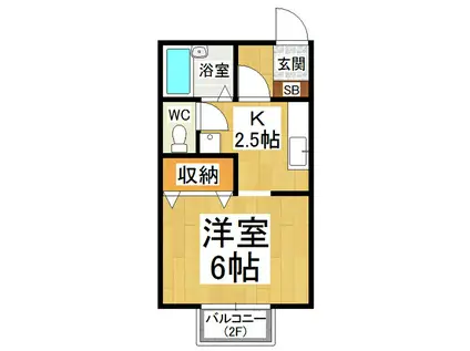 ブルームまりも(1K/2階)の間取り写真
