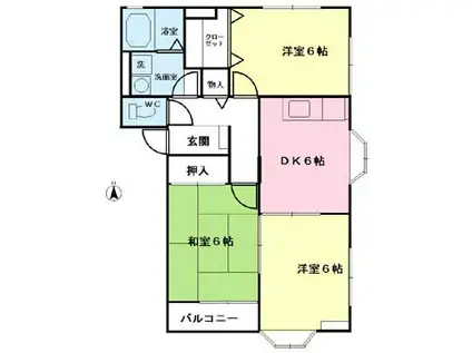 エステーラA(3DK/2階)の間取り写真