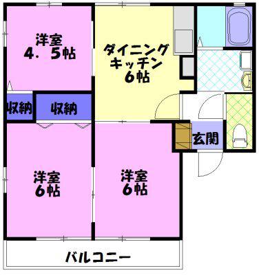 モデラート A(3DK/1階)の間取り写真
