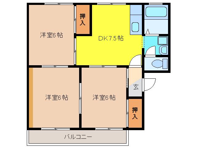 コートビレッジ日高(3DK/1階)の間取り写真