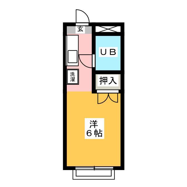 あすなろハイツB(ワンルーム/1階)の間取り写真