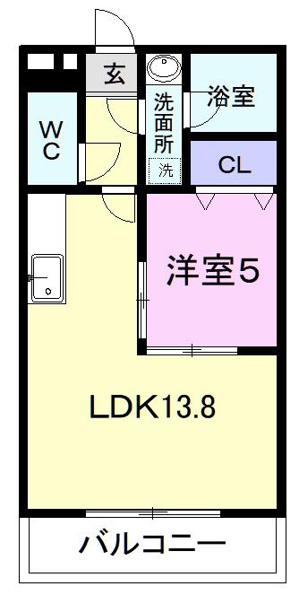 グリーンリーフII(1LDK/1階)の間取り写真