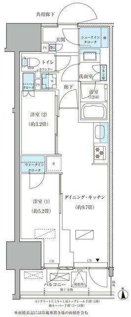 パークアクシス品川天王洲アイル(2DK/6階)の間取り写真