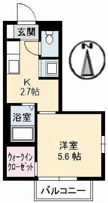 ベルデ北田B棟(1K/1階)の間取り写真