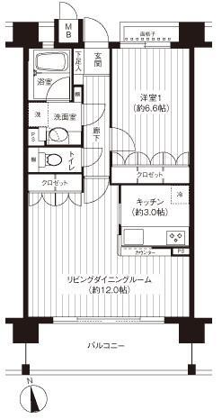 パシフィーク品川(1LDK/7階)の間取り写真