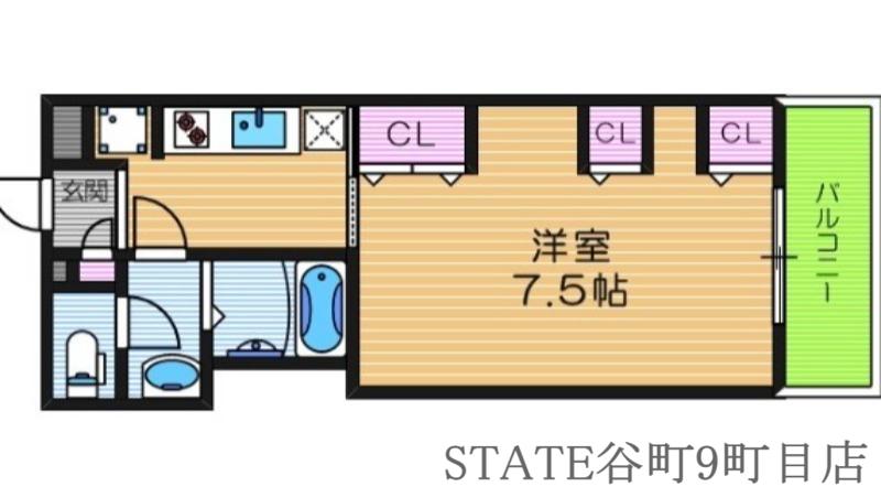 ノーブル阿倍野(1K/1階)の間取り写真