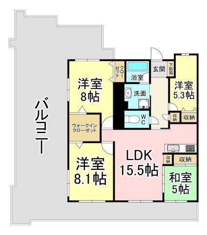 サンパーク折尾学園の丘ノースリッジ(4LDK/9階)の間取り写真