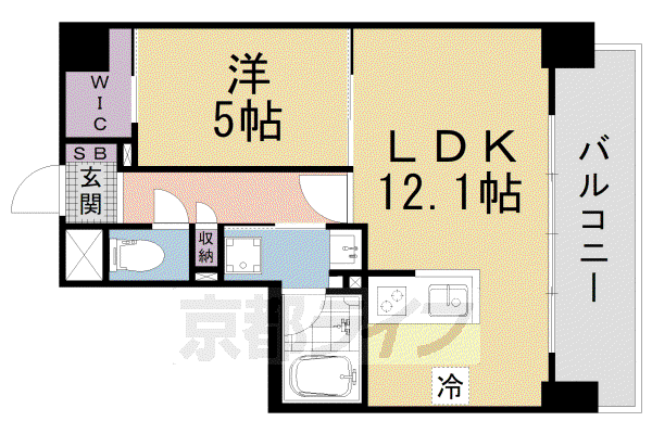 ブランシエスタ山科大塚(1LDK/5階)の間取り写真