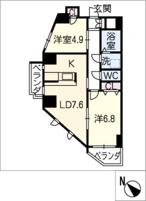 ヒカリエ東海(2LDK/8階)の間取り写真