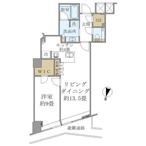 BRILLIA TOWER堂島(1LDK/45階)の間取り写真