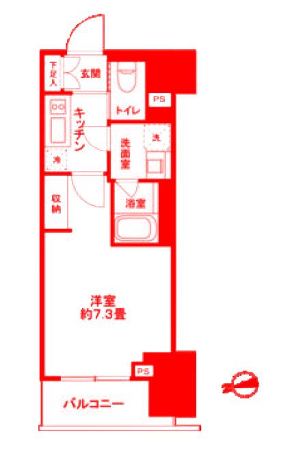 ザ・ライオンズフォーシア鶴(1K/2階)の間取り写真