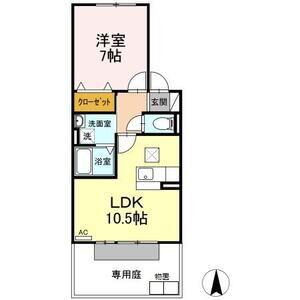 ヴェルヴィルI(1LDK/1階)の間取り写真