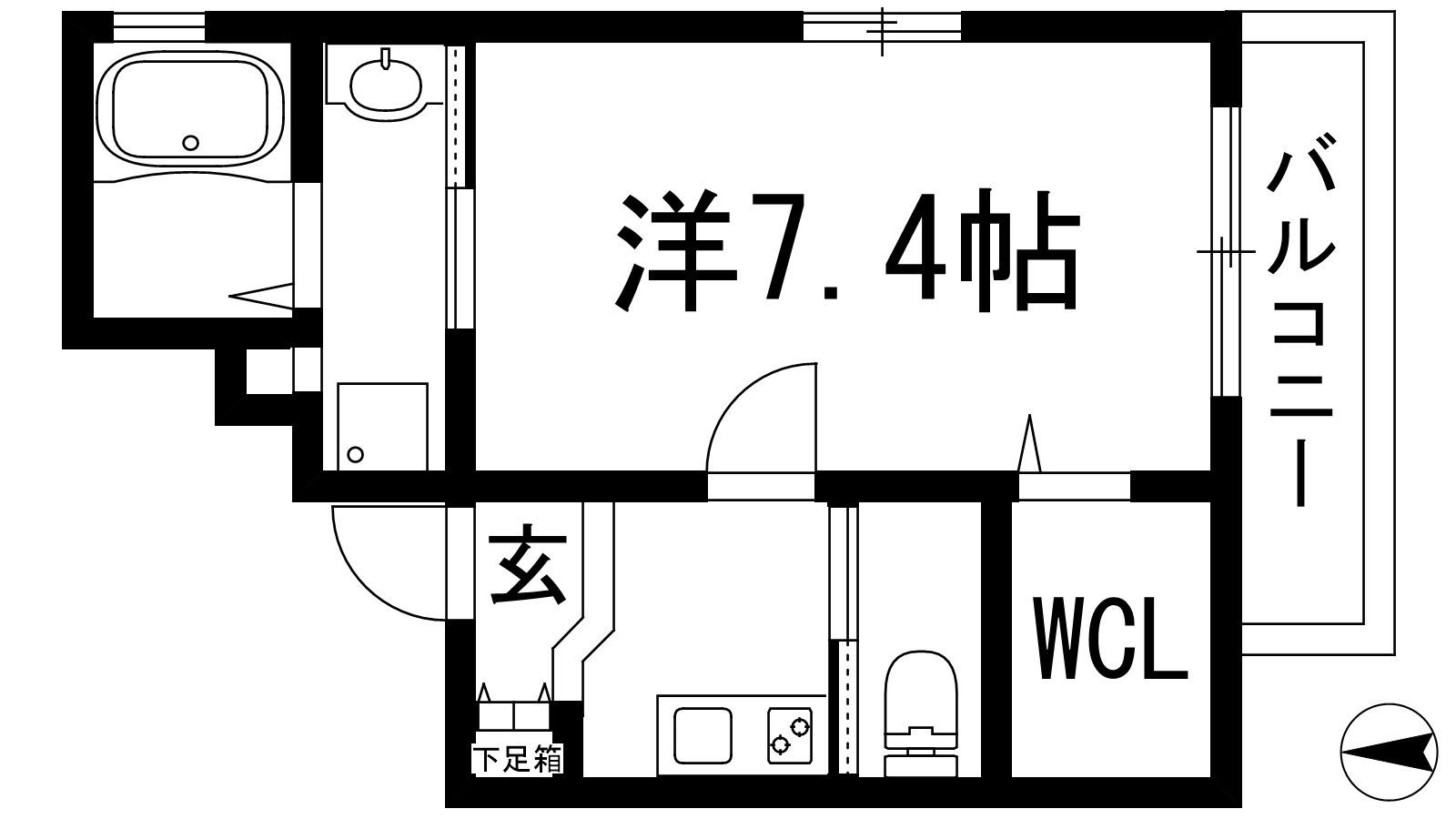 ワコーレヴィータ甲東園(1K/2階)の間取り写真