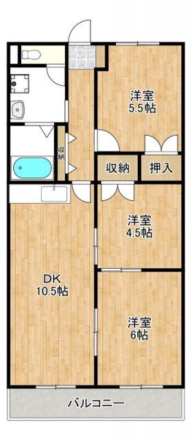 エレガンス生田(3LDK/2階)の間取り写真