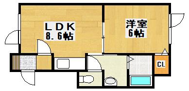 MSリバティー(1LDK/1階)の間取り写真