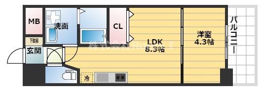グランプラス谷町(1LDK/7階)の間取り写真