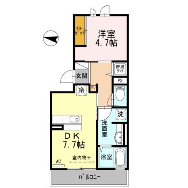 ボーセジュール(1DK/1階)の間取り写真