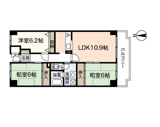ソフィアコート井口台(3LDK/4階)の間取り写真