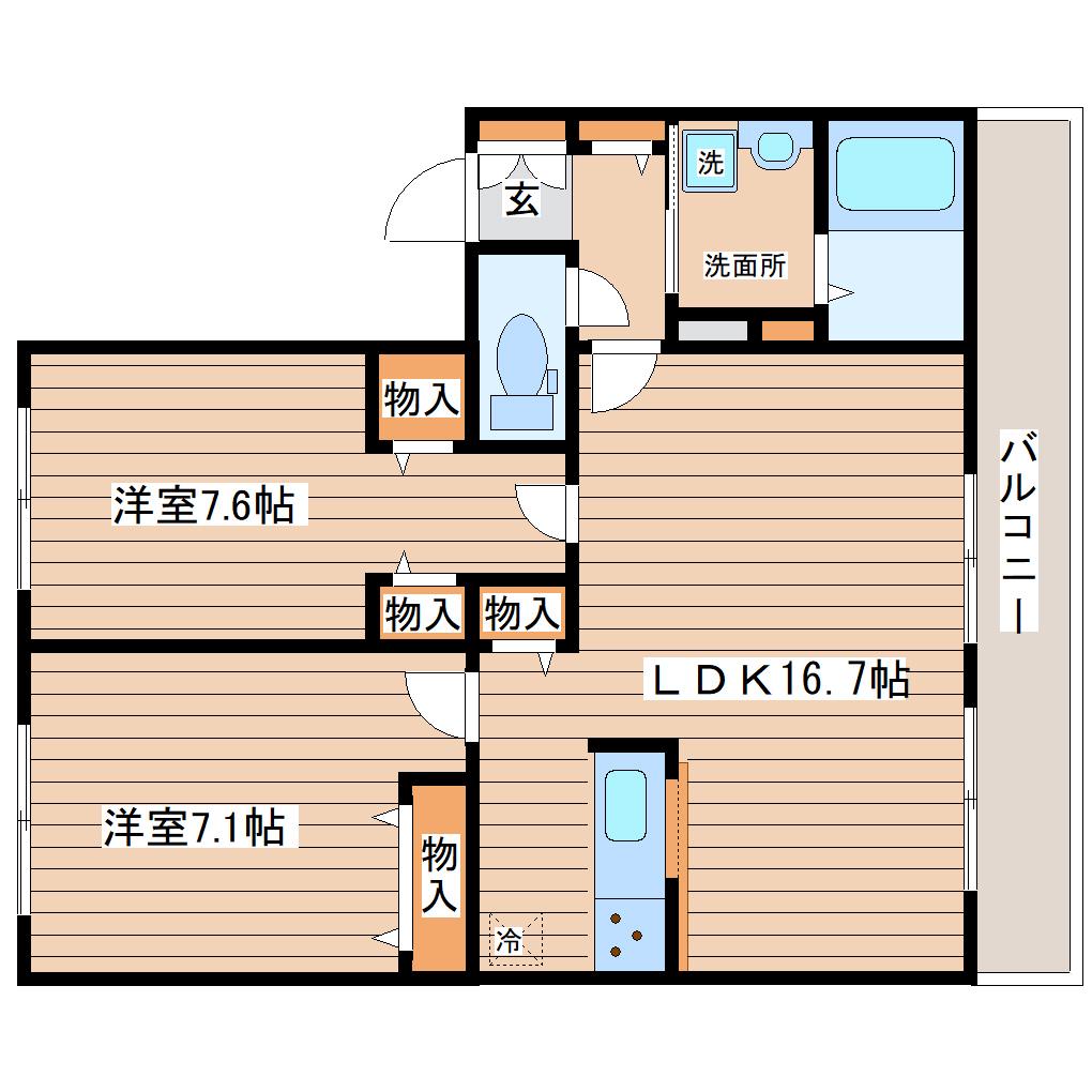 SACRA-TERRACE(2LDK/1階)の間取り写真