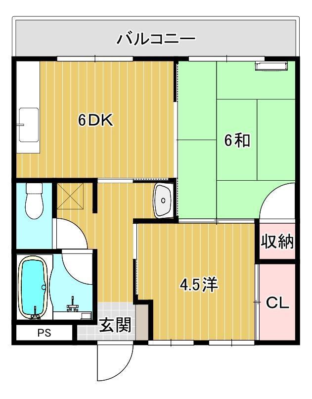 ブルーハイツ(2DK/4階)の間取り写真