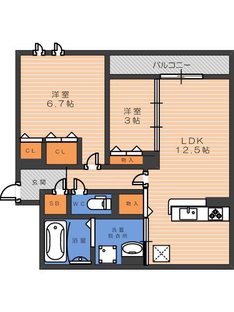 グリーンコート鷹合(2LDK/1階)の間取り写真