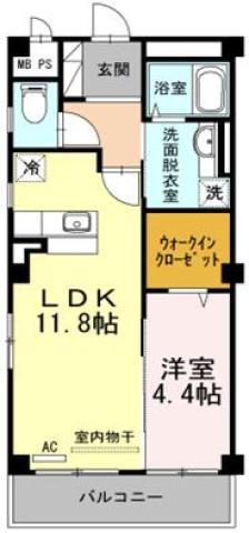 コンフォーティア沖浜(1LDK/2階)の間取り写真