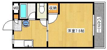 コーポ展和(1DK/3階)の間取り写真